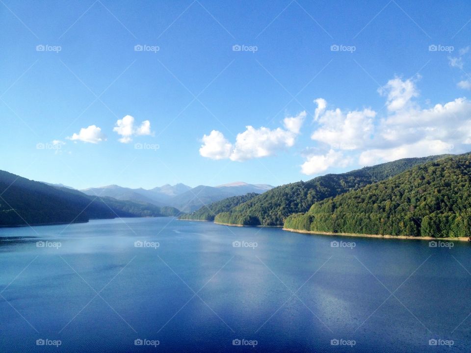 Blue water and blue sky