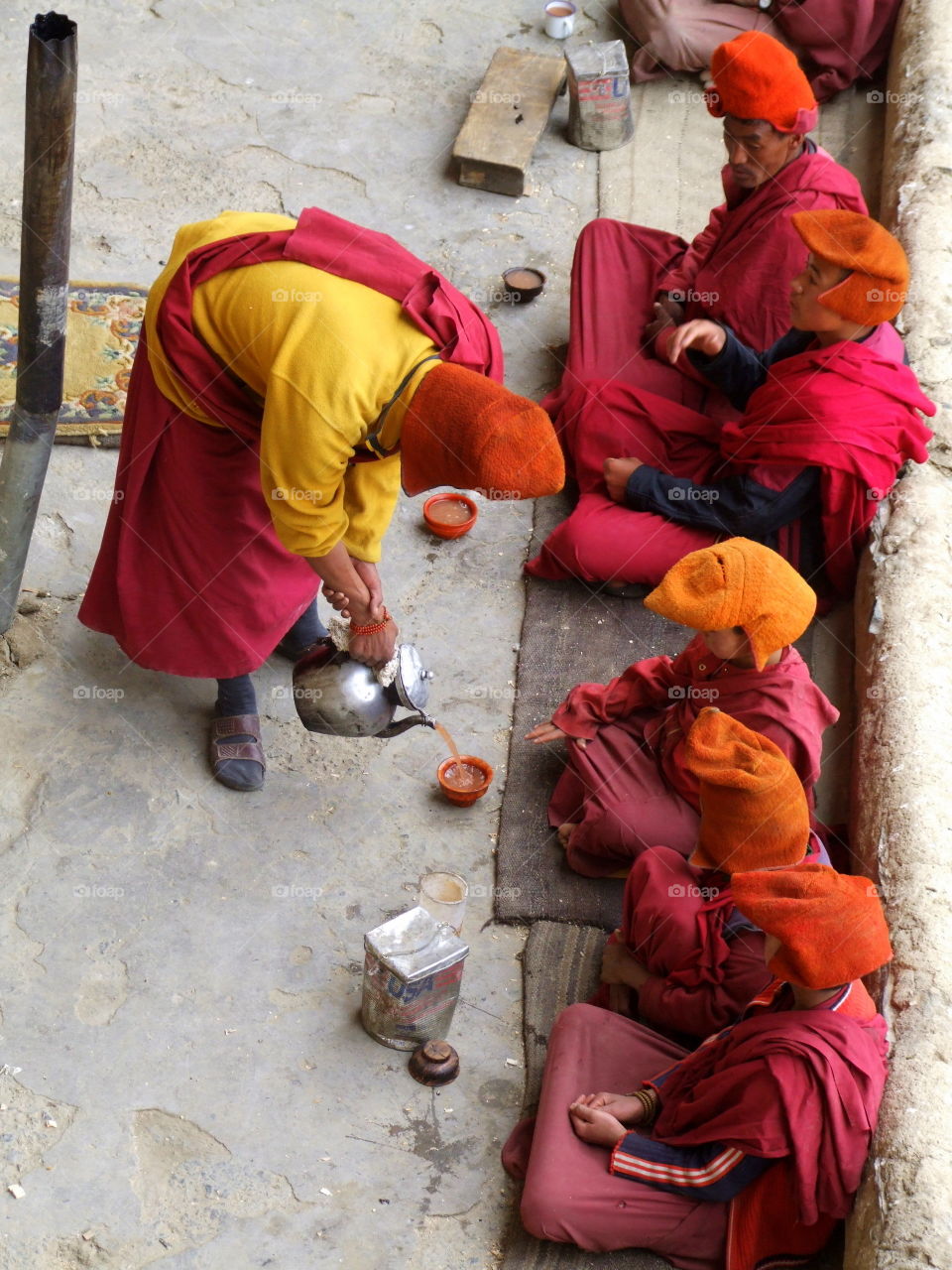 Buddhist monks tea time