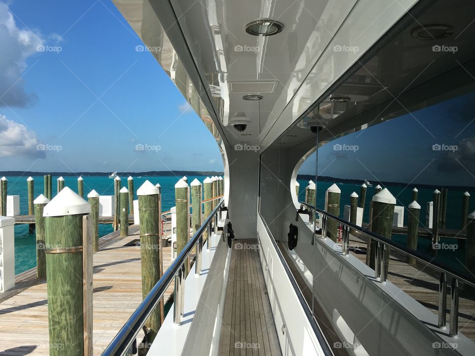 Starboard side to in Harbor Island, Bahamas. 