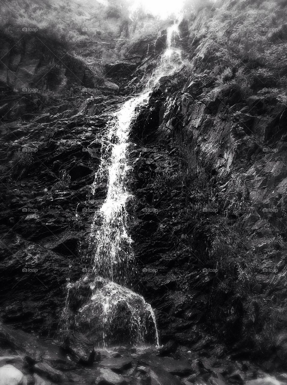 Waterfall black and white