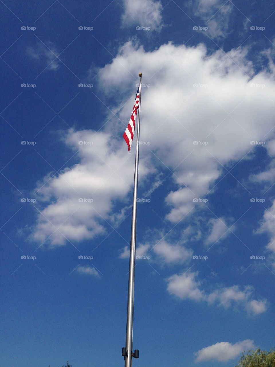 United States flag in the sky