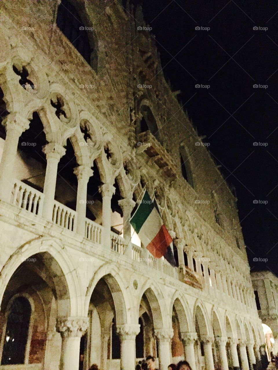 Italian Flag San Marco Square Venice Italy