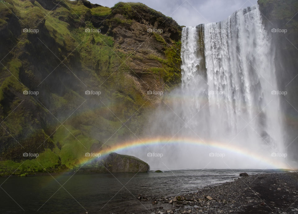 Waterfall, Rainbow, Water, No Person, Landscape