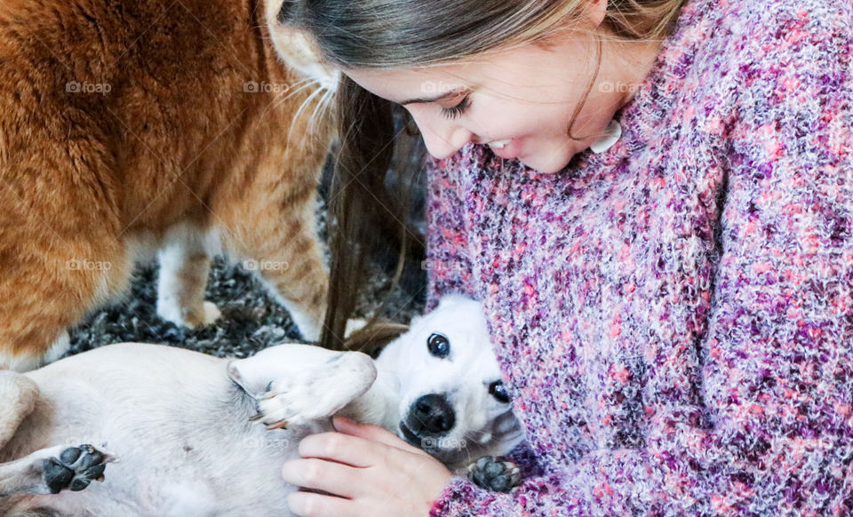 Honey Puppy- cuddling with Honey Puppy. 