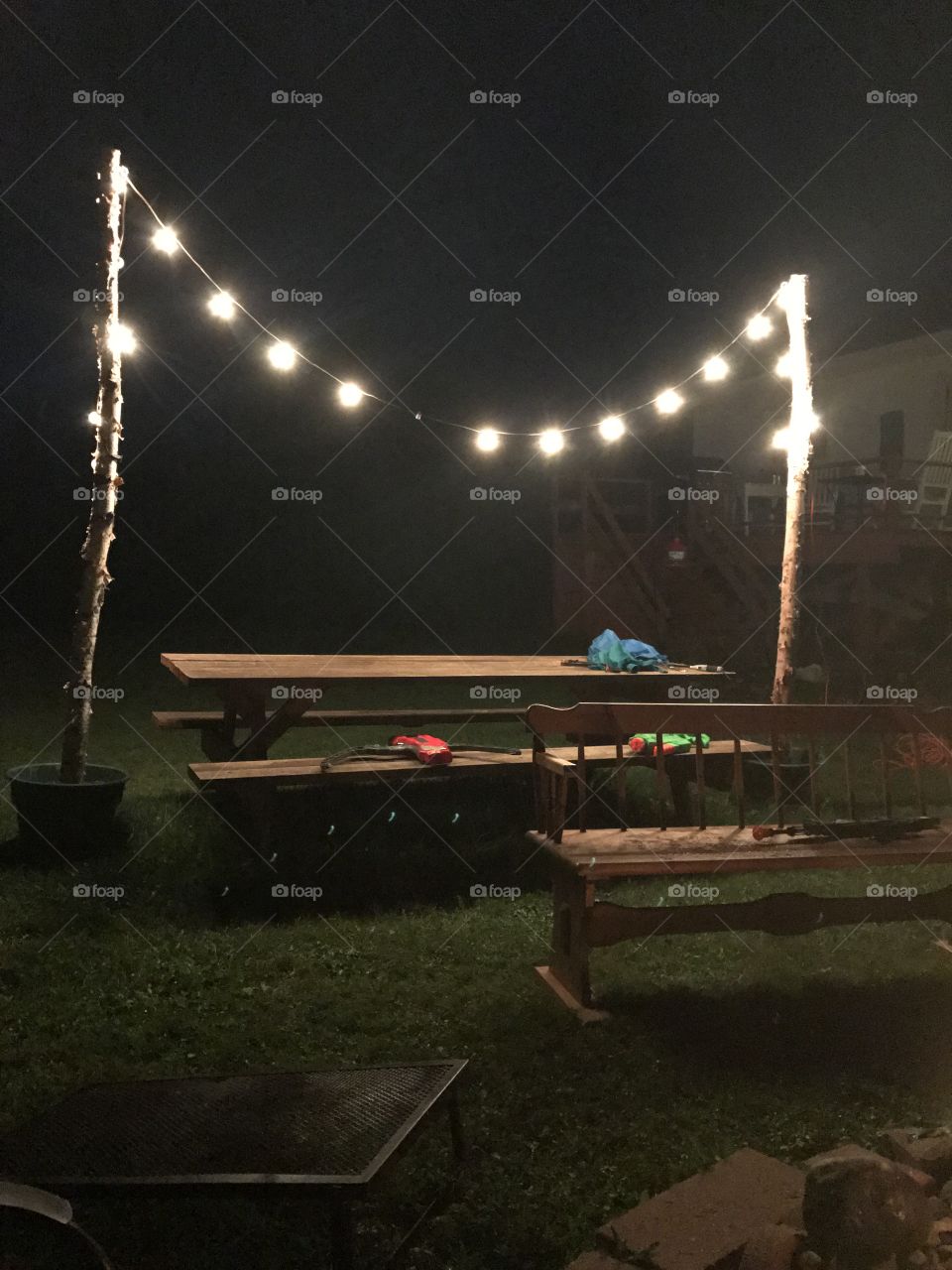 Picnic table with lights