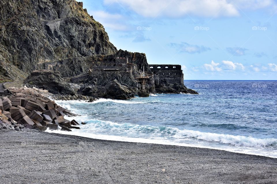 beach in vallehermoso on la gomera canary island in Spain