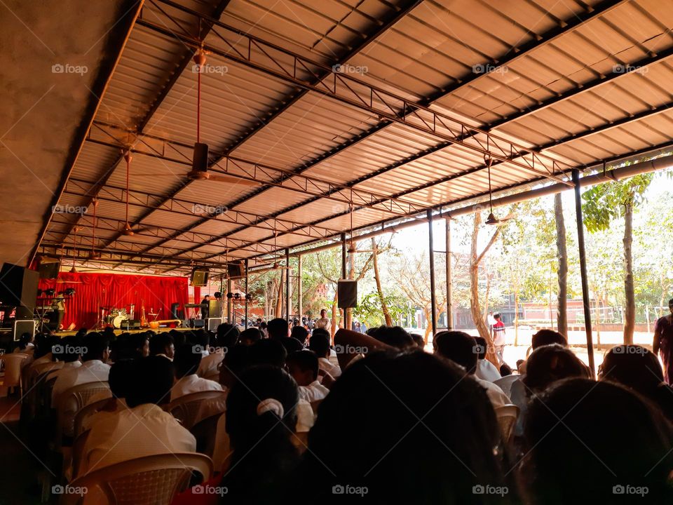 A crowd of people in a concert