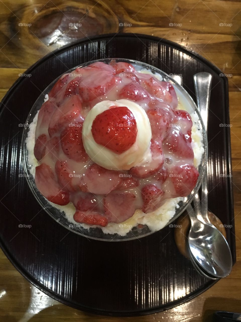 Strawberry in shaved ice