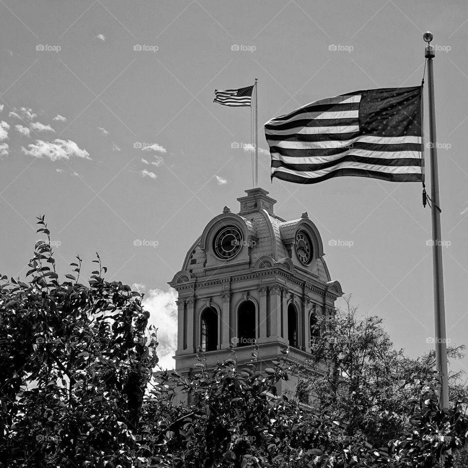 American flag against sky