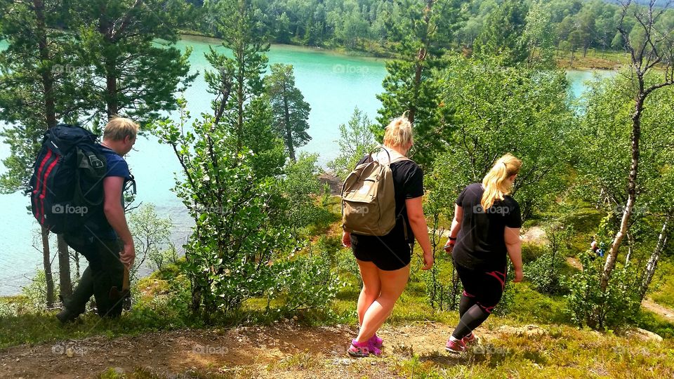 Walking to the green lake