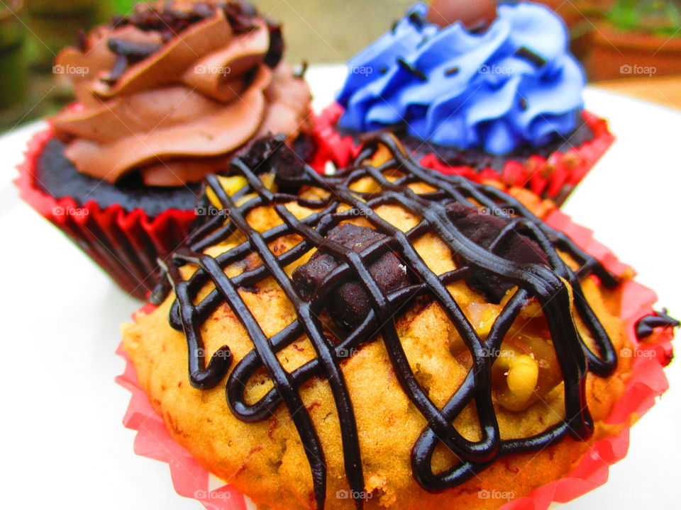 Close-up of delicious cupcakes