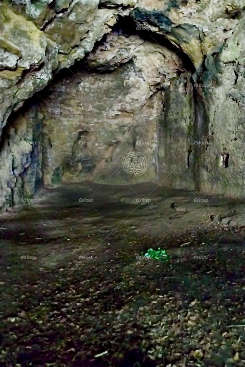 This is the interior of the „Steinkirche“, the „Stone Church“ by „Scharzfeld“, „Harz“, „Saxony-Anhalt“ in former „East Germany“, a Christian church in medieval times although probably inhabited since the Stone Age. 2024. Hypnotic Productions