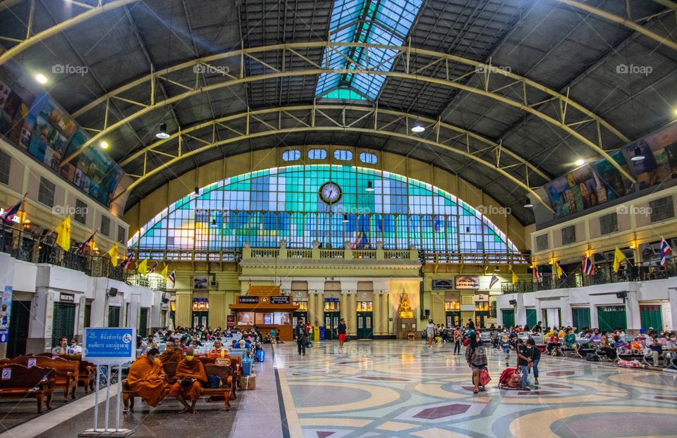 People wait for the next Train at the Hua Lamphong Railway Station in Bangkok Thailand Southeast Asia