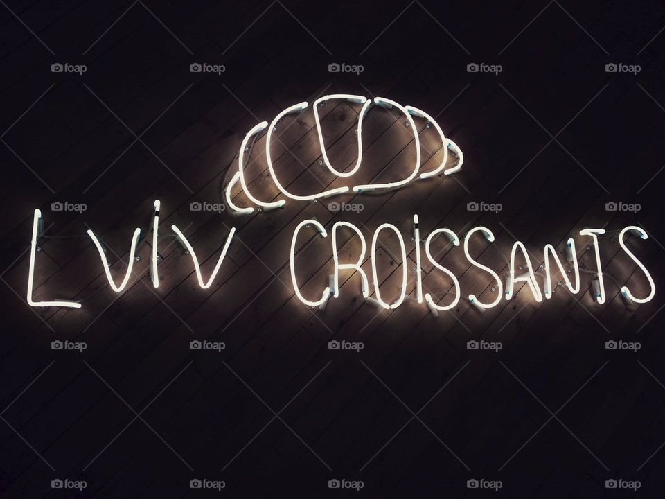 "Lviv croissant" sign on the wall