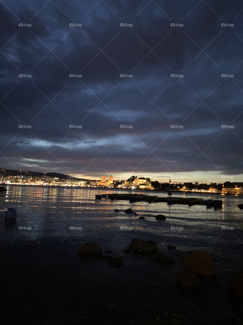 City hall from beautiful Oslofjord capital of Norway 