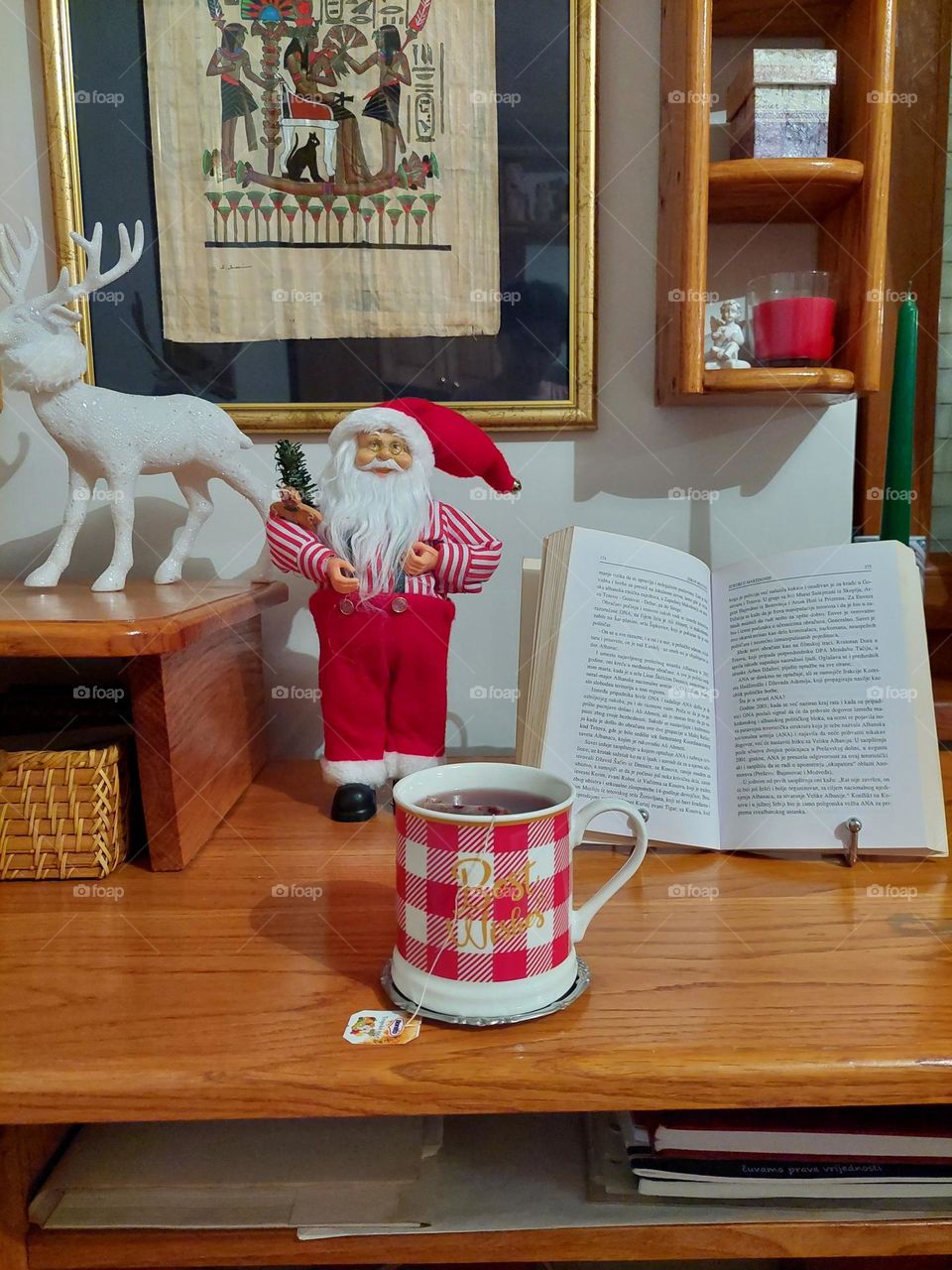 Winter evening with tea and a book