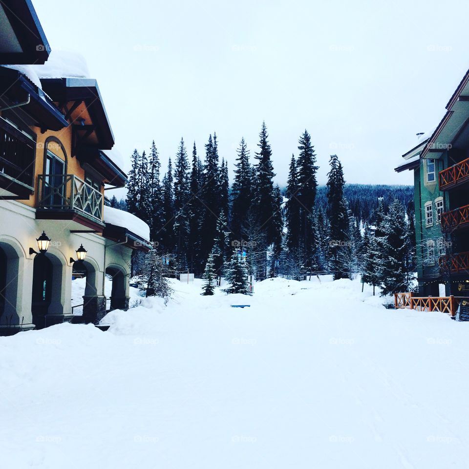 Cloudy day at Sun Peaks ski resort! 