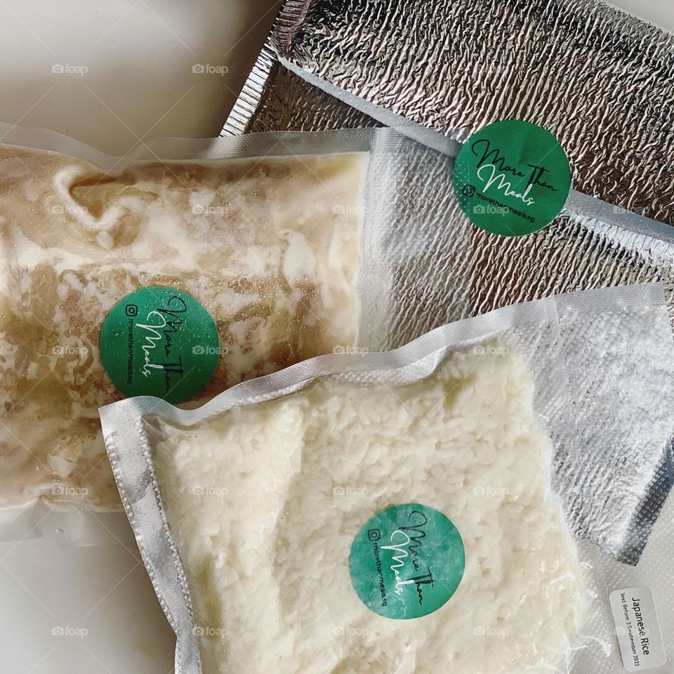 Frozen healthy pre packed meal prep butadon with rice 