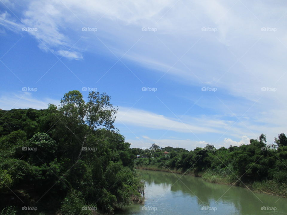 clear blue sky on river