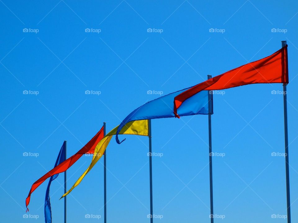 Flags against the sky 