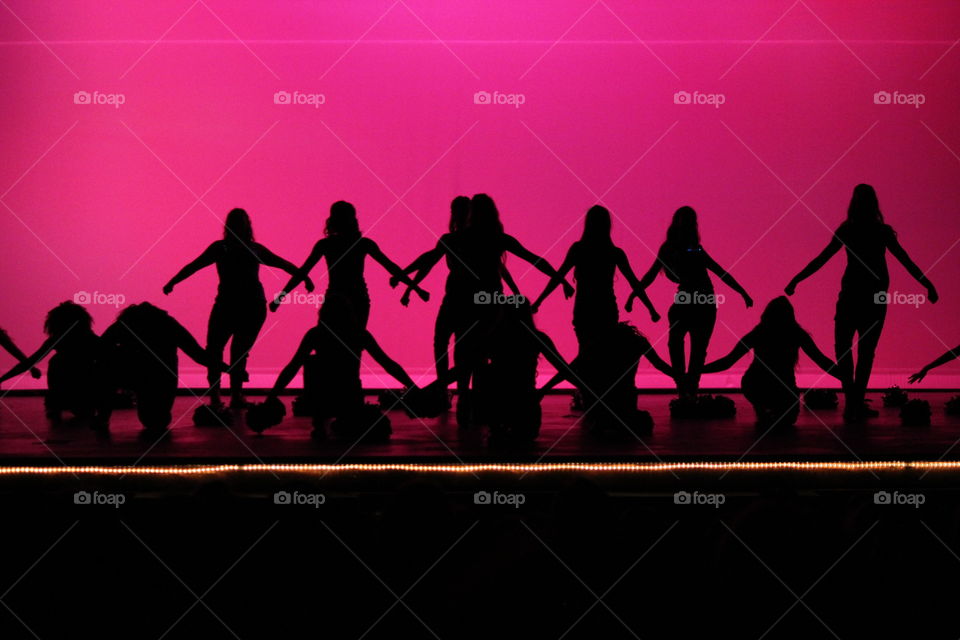 Dancer silhouettes. Silhouettes of dancers on stage