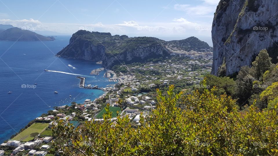 Sorrento in the summer, beautiful shoreline and coast