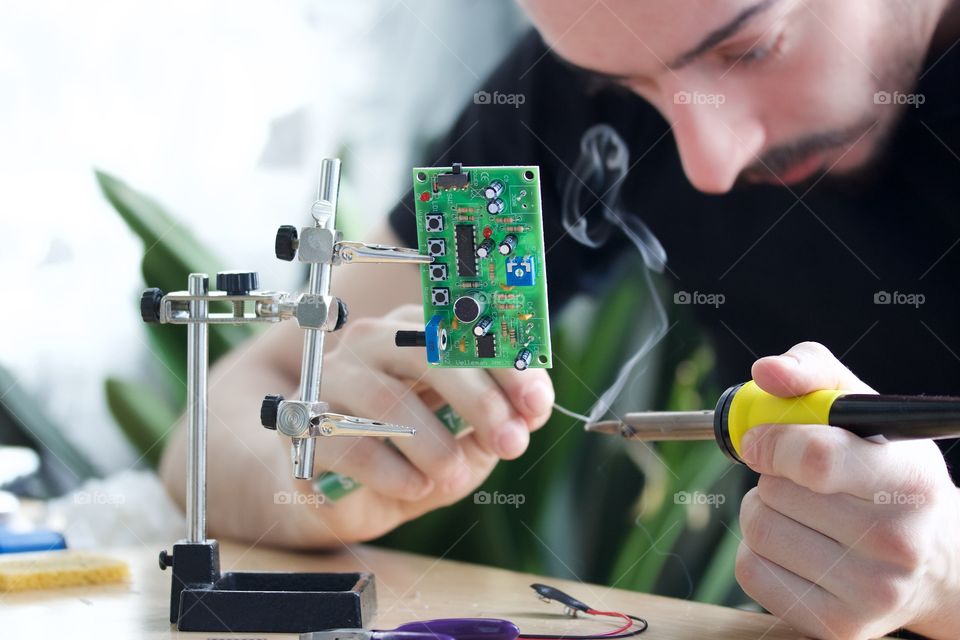 The soldering of electronics 