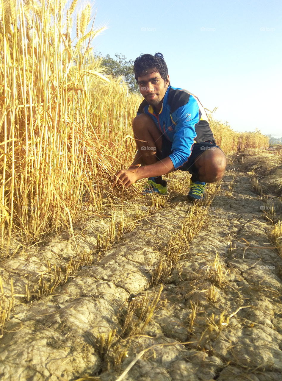 Portrait of farmer in wheat field