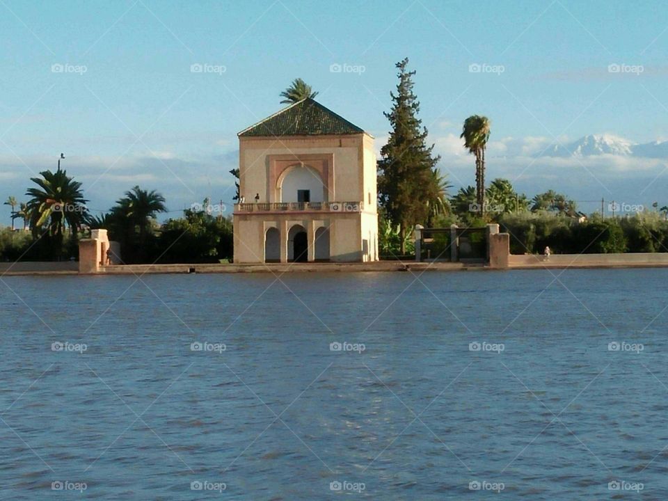 Splendid Menara garden at marrakech city in Morocco.