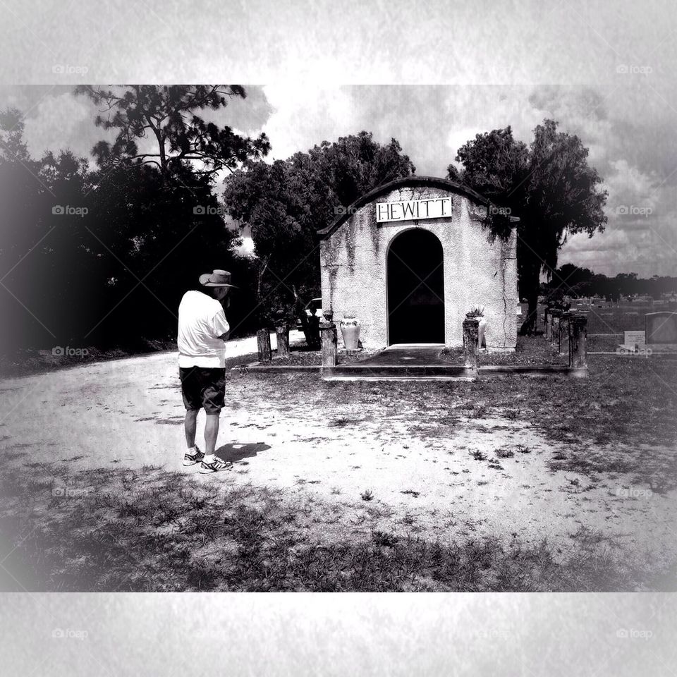 Photographer in a cemetery 