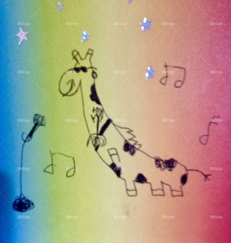 Rockstar Giraffe Drawing 