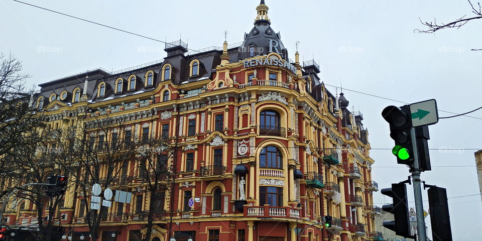 Old architecture of Kiev building, Ukraine