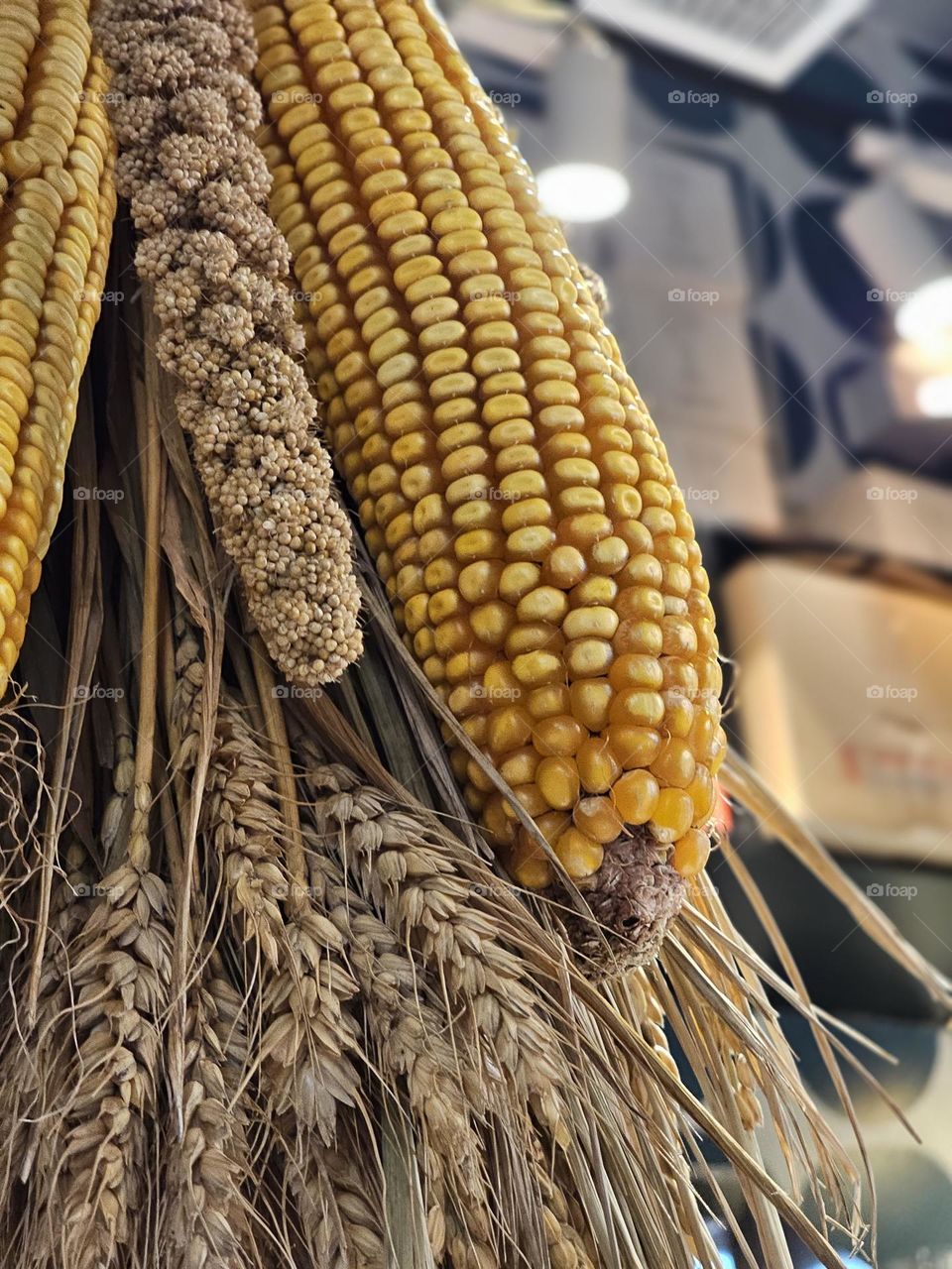 Hanging corning and wheat at HongbKong AL Sur Restaurante