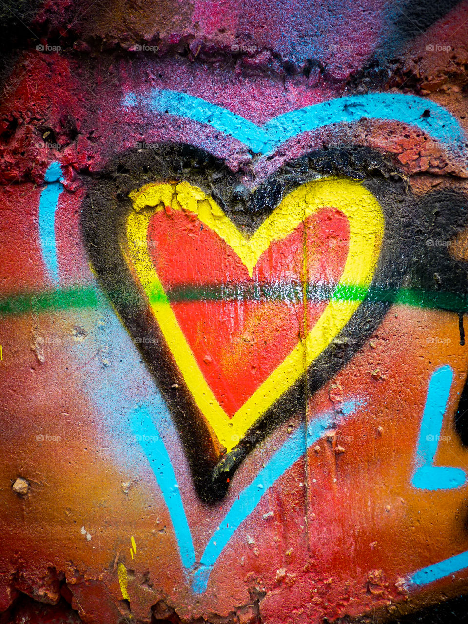 multicoloured heart on a wall. multicoloured heart on a wall