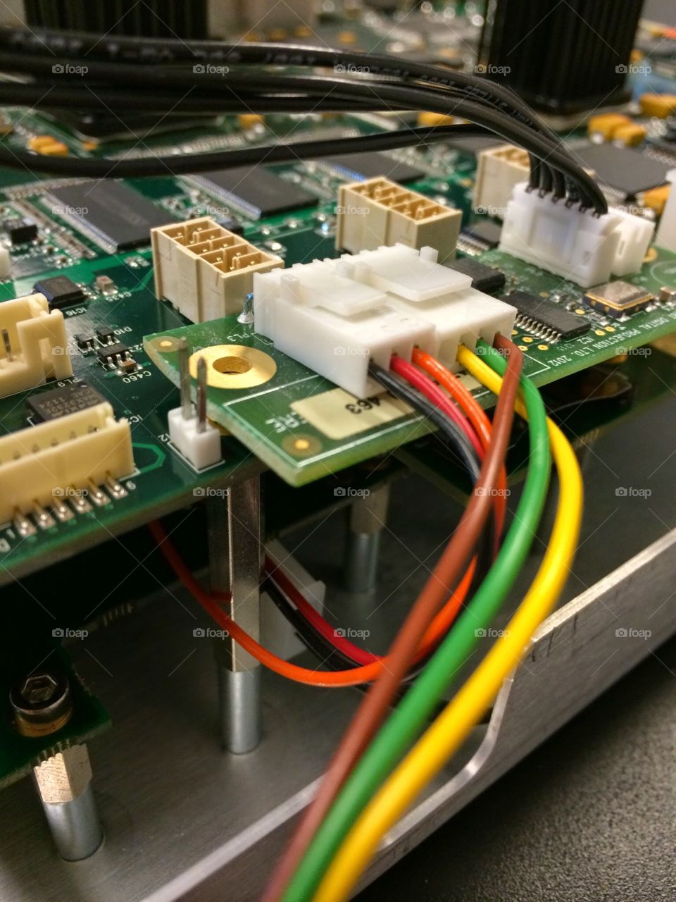 An electronics circuit board from an audio visual projector 