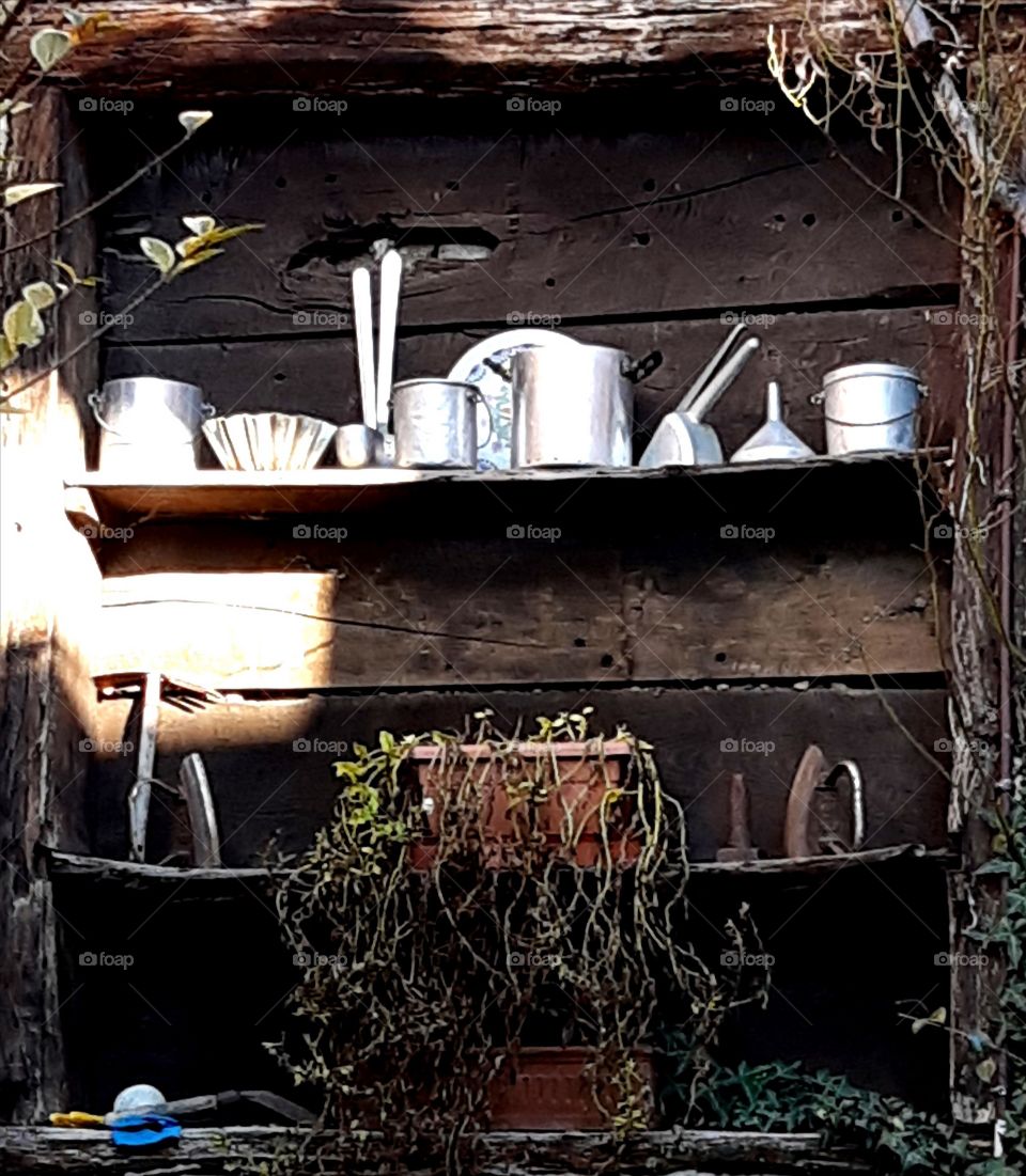 Cooking apparels stored outdoors