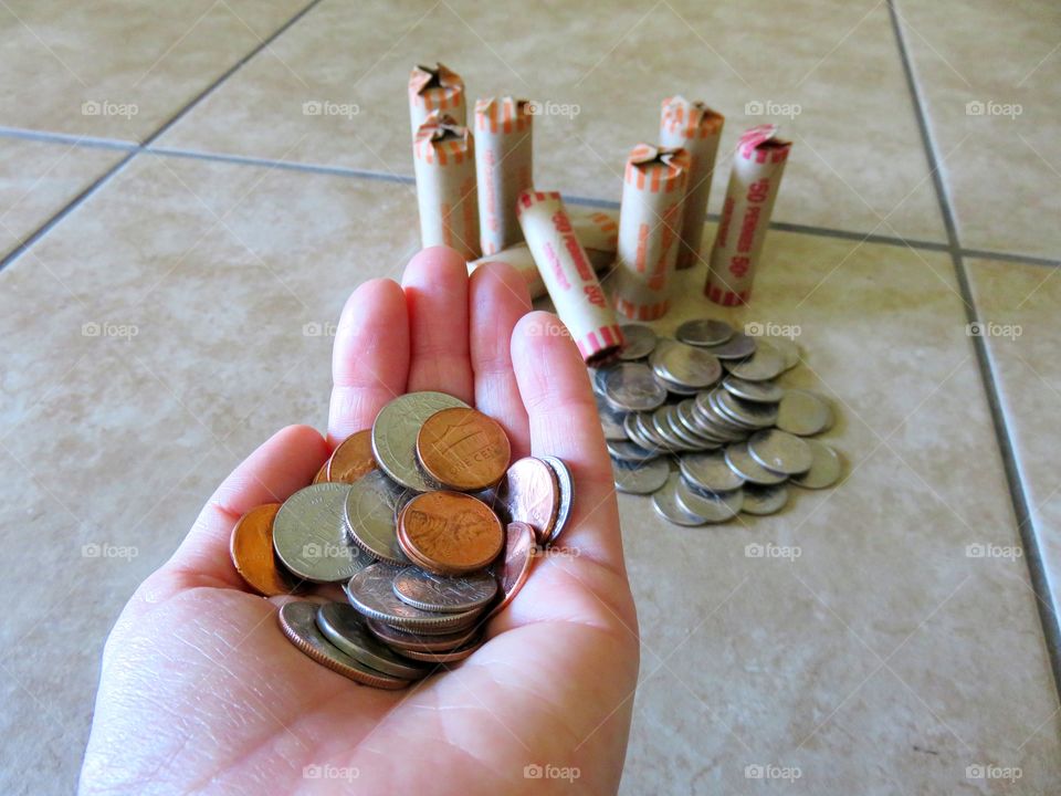 coins in hand