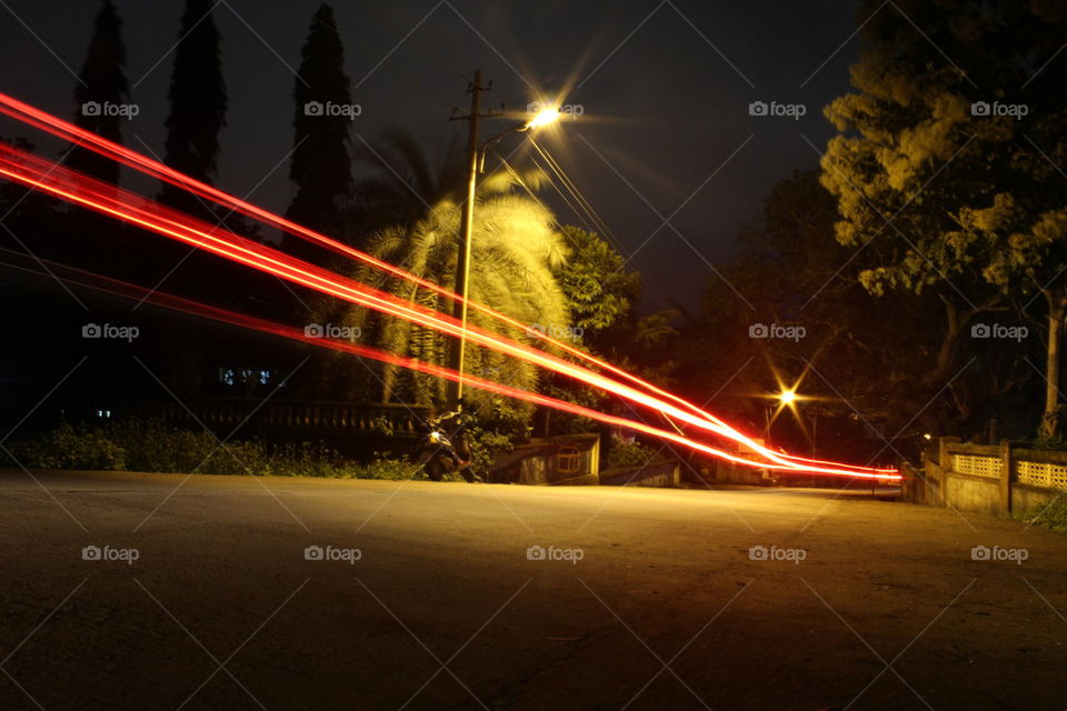 Light trails on street