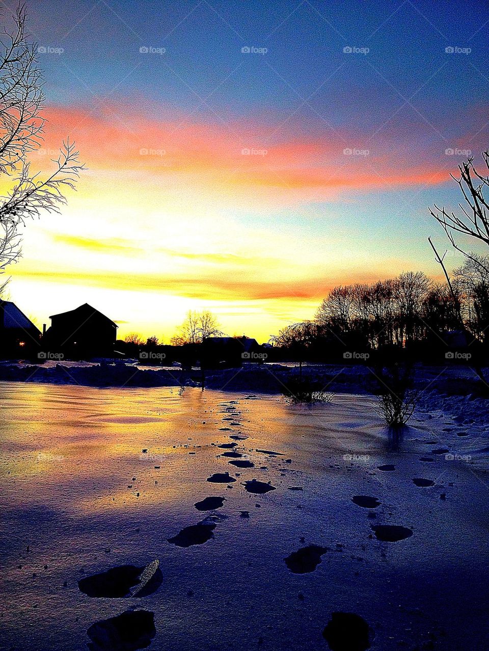 Winter Sunset in Maine