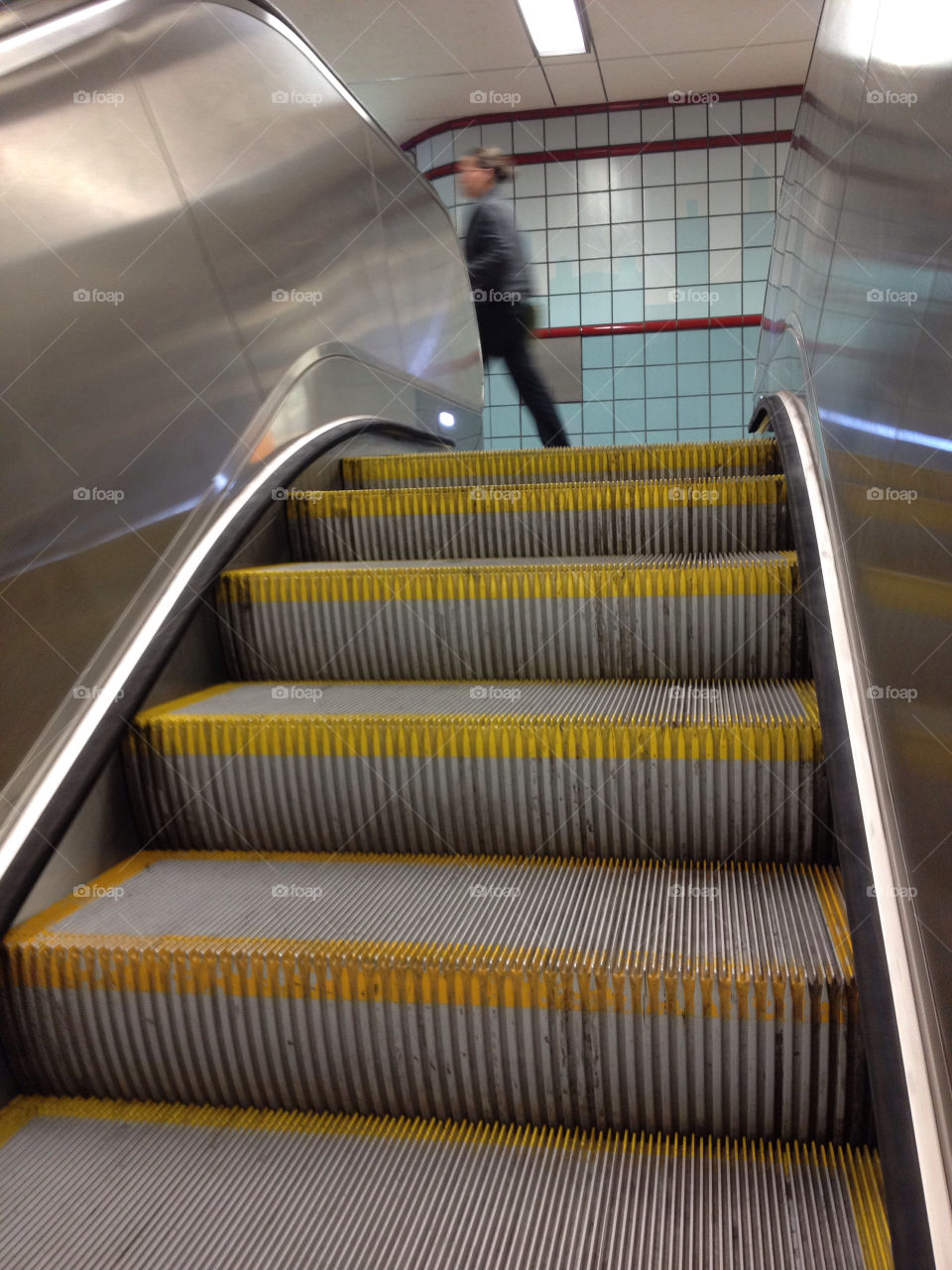 light woman subway stairs by leanderthal