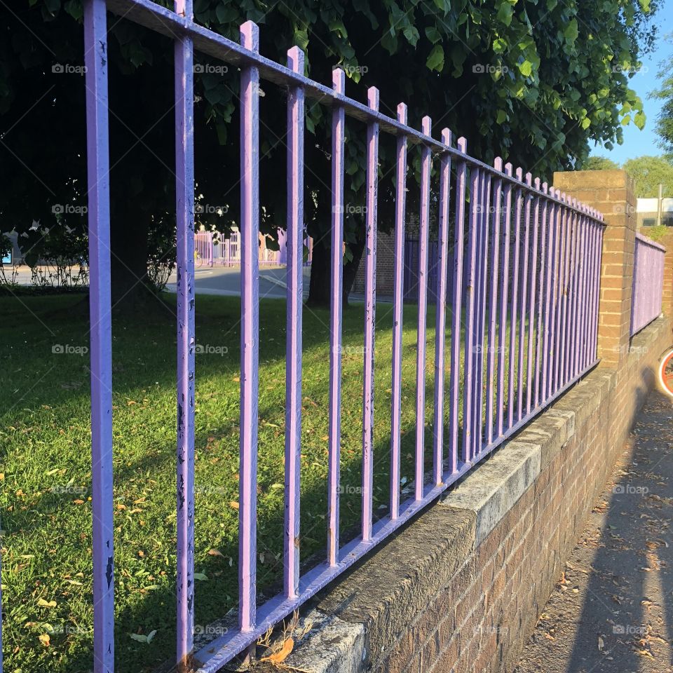 Metal purple fence school railing 