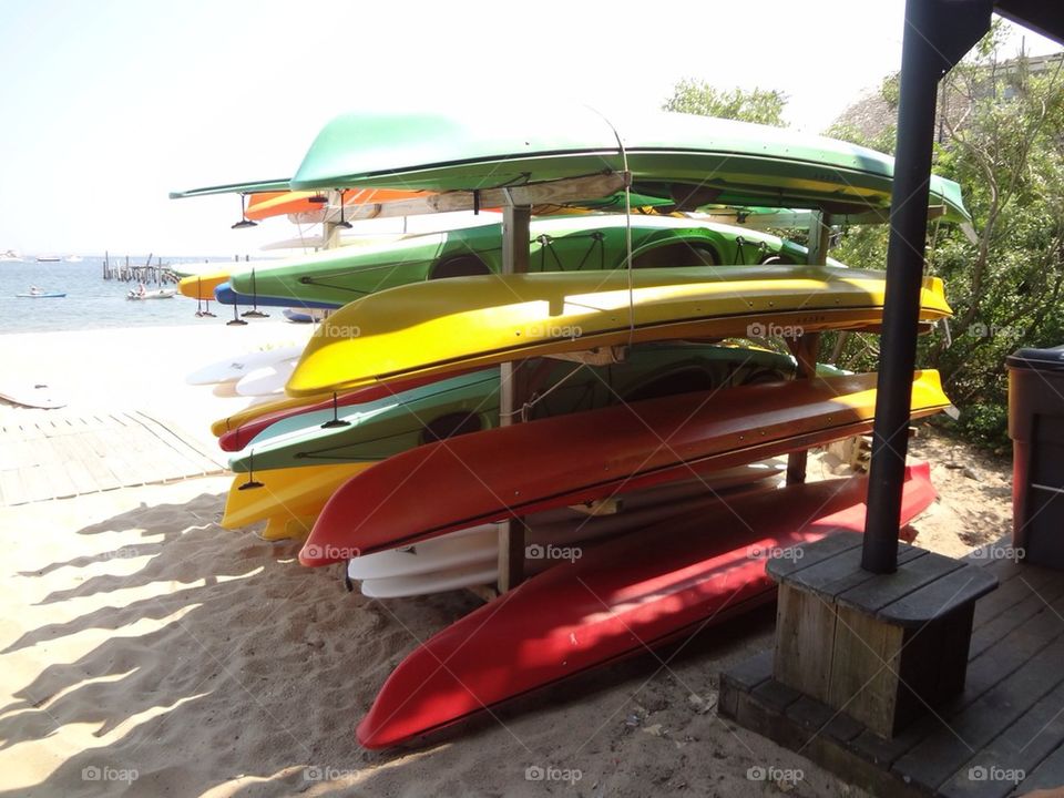 Colorful kayaks