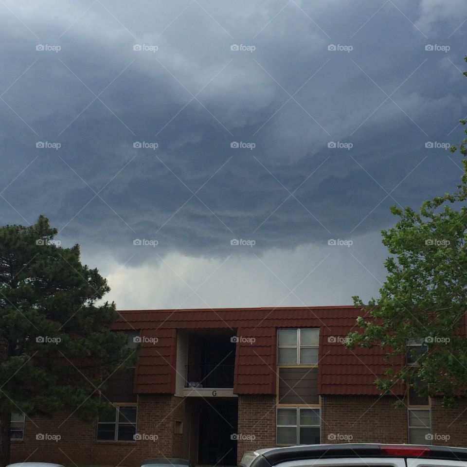 Ominous storm clouds overhead in Stillwater, OK