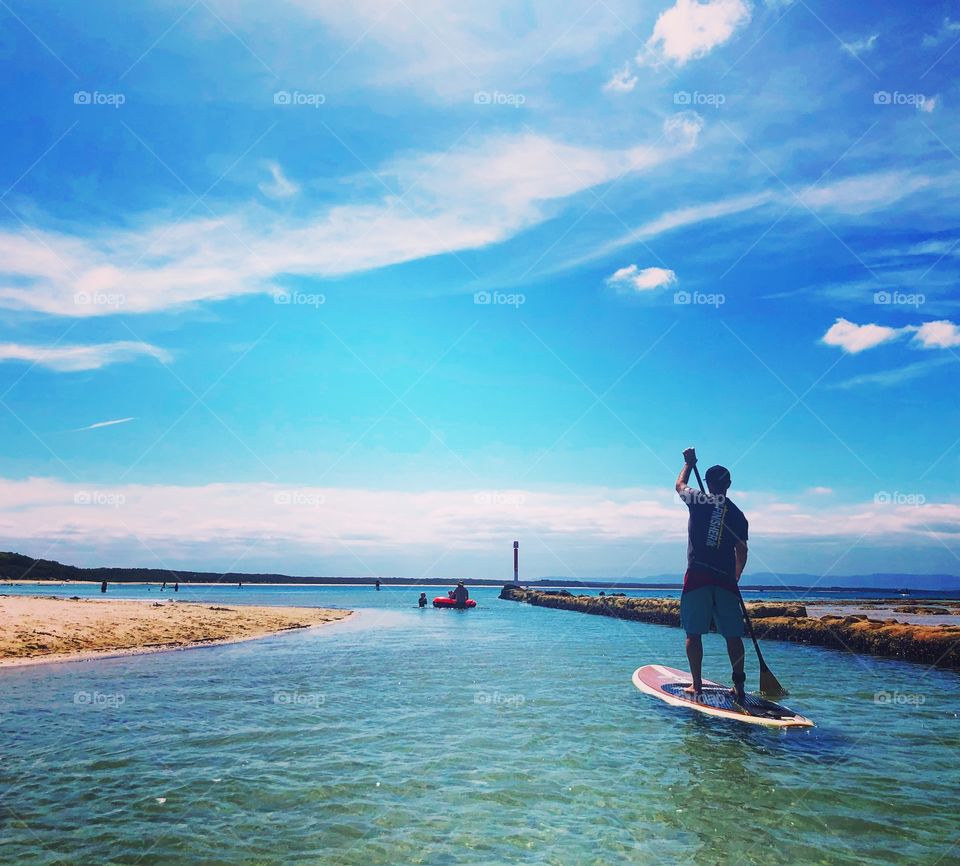 Going for a paddle on the stand up paddle board 