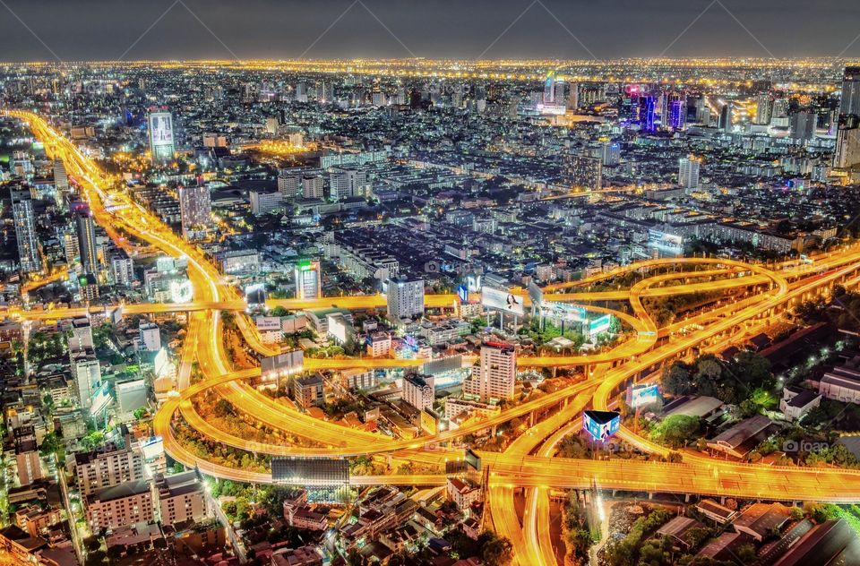 Beautiful night light in Bangkok Thailand