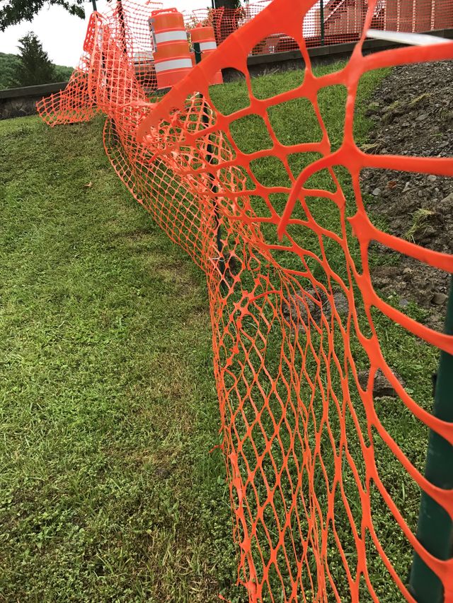 Close-up of orange sports net