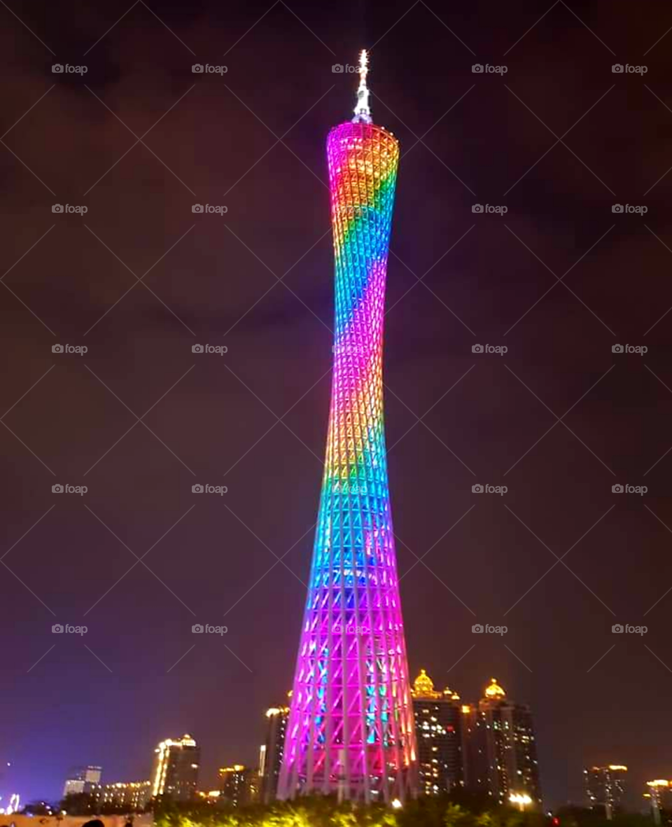 Colorful Canton Tower. _China_