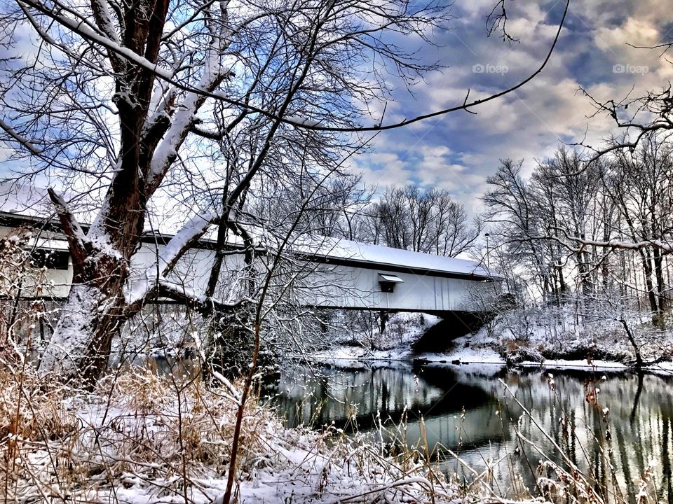 Beautiful winter at the old bridge. 