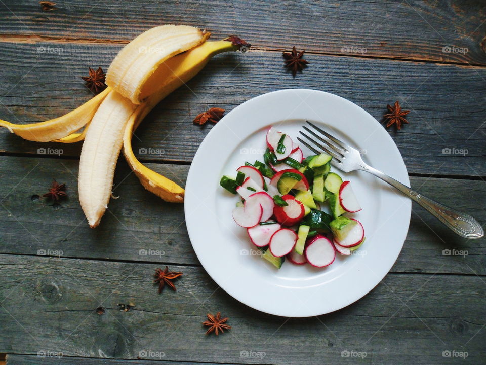 High angle view of fruit salad