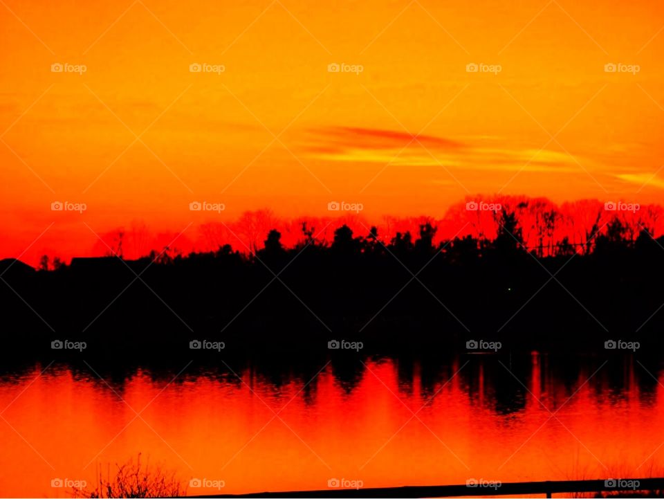 Amazing sky over the lake in Indiana.  